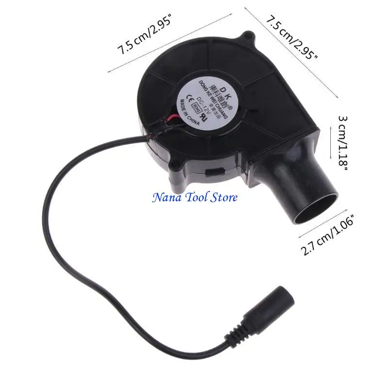 31GJ Charcoal Starter Air Blower Cook Tool 2.7cm Diameter Air Duct Cooking Fan