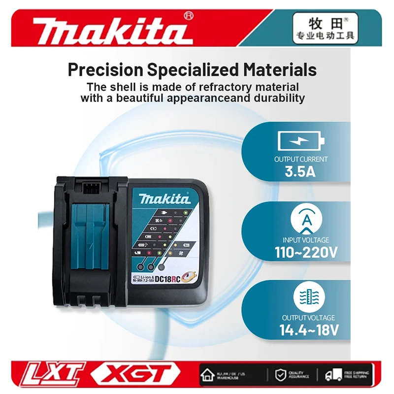 

Оригинальное зарядное устройство Makita DC18RC для литий-ионных батарей 3A, для 18 в 14,4 в Makita BL1860 BL1850, BL1840, BL1830, зарядные устройства для электрических инструментов