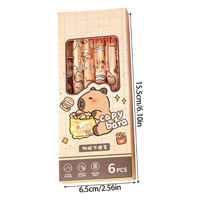 6 шт./компл., мягкие гелевые чернила, стираемая ручка, гелевая ручка с мультяшной тематикой для школы и офиса, 40JB