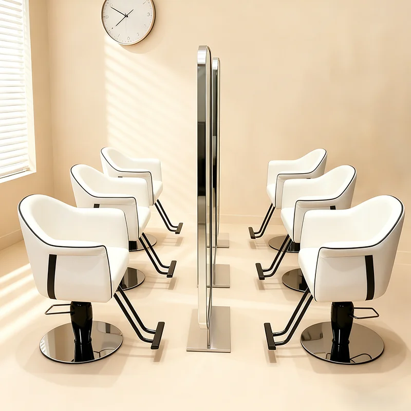 Wholesale White Hairdressing Styling Chair Modern Barbershop Furniture Small Rotation Shaving Barber Chair for Women