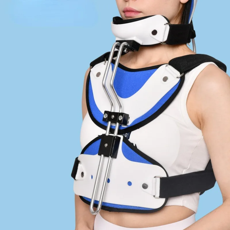 Head Neck and Chest Double Column Fixed Braces, U-shaped Reinforcement Neck Support Torticollis, Adjustable Cervical Fixator