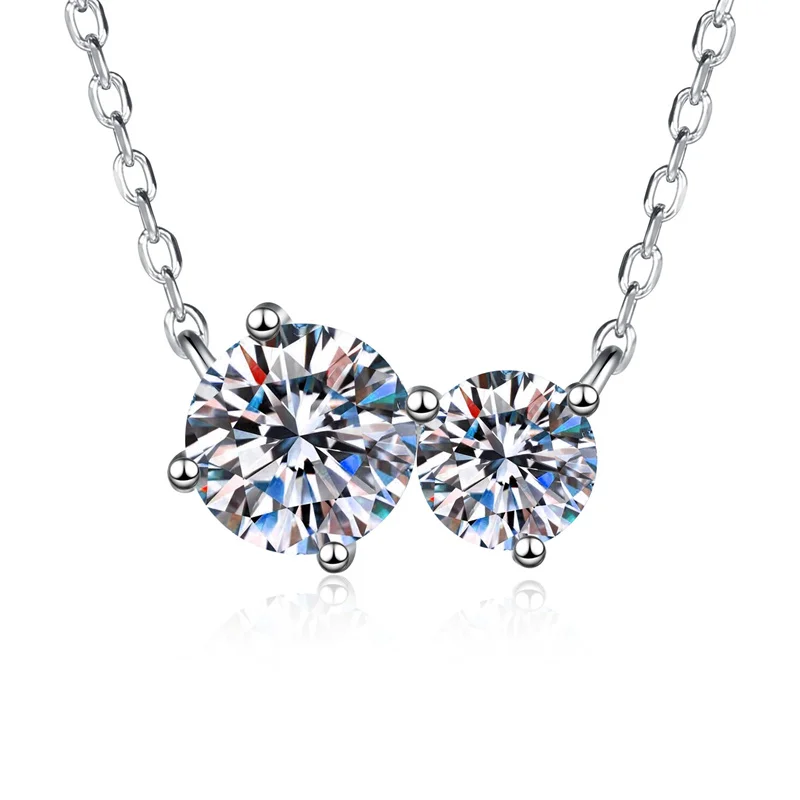 

ZFSILVER модный тренд, классическое серебро 925 пробы, 1,5 карата, муассанит, ожерелье с двойной звездой, очаровательные женские аксессуары, вечерние ювелирные изделия, подарок XL467
