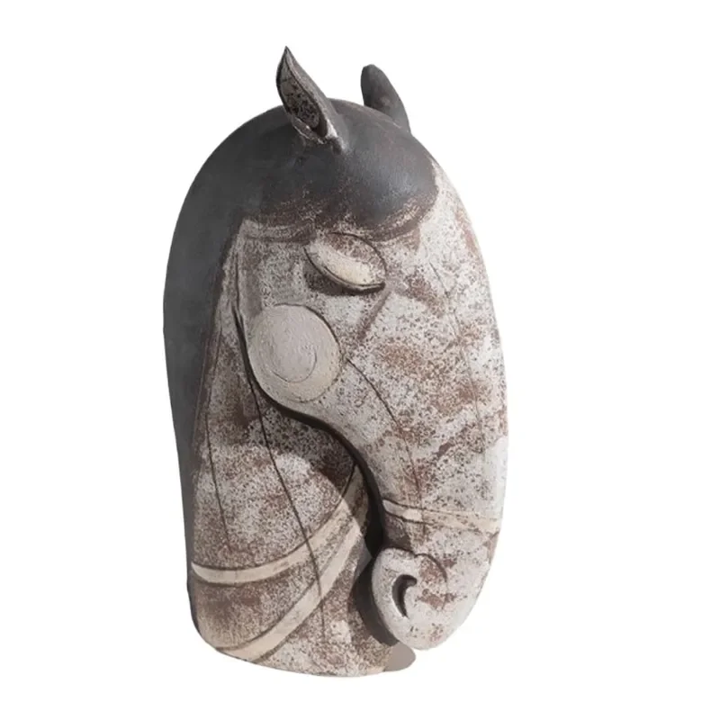 for Wabi Stillwind Creative Horse Head Ornament Model for House Sales Office Living Room Soft Decoration Home Furnishing Sage