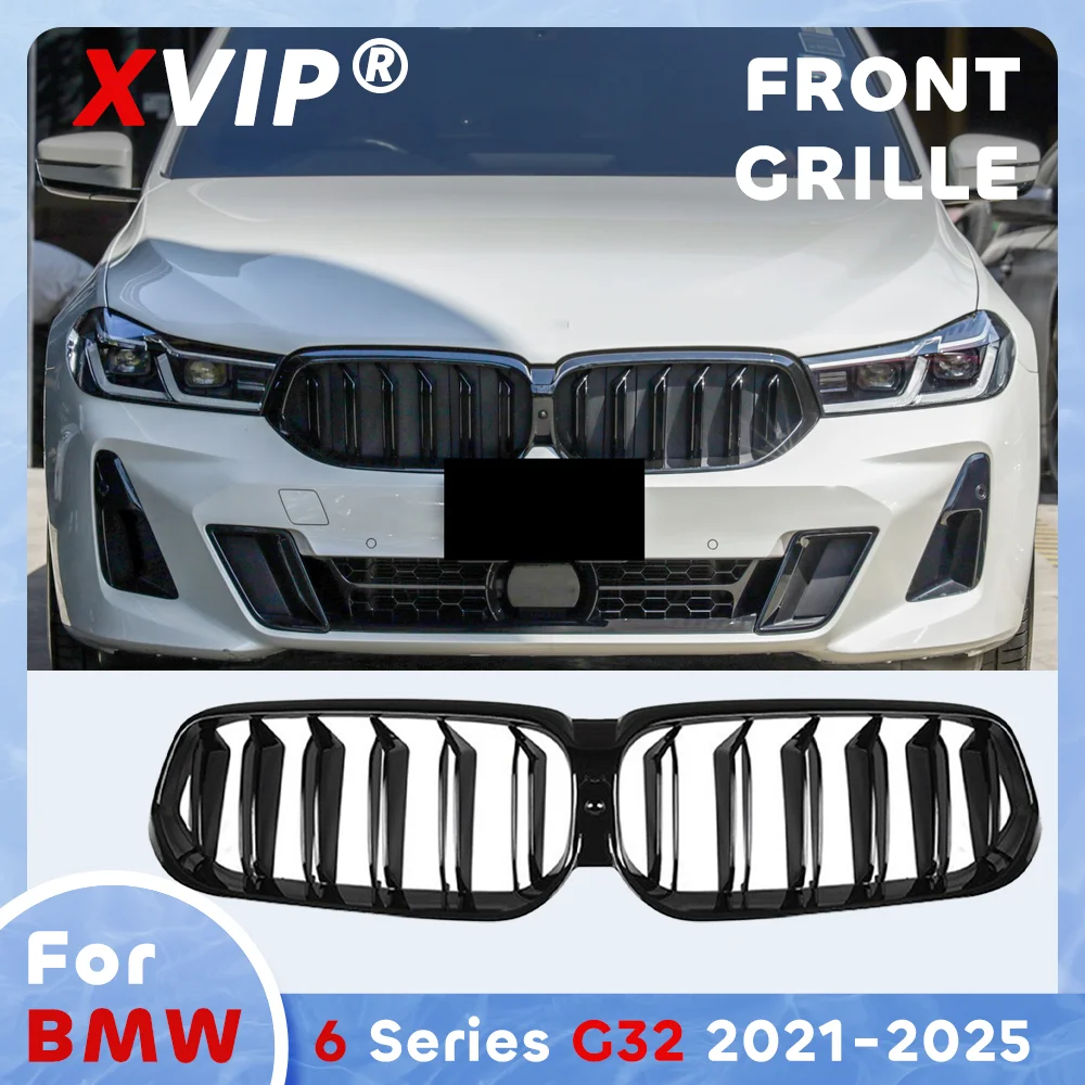 

XVIP Glossy Black Double Line Style Front Bumper Grille For BMW 6-Series G32 2021-2024