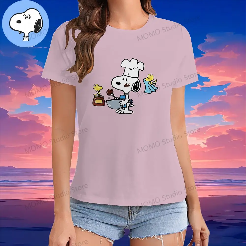 XS-3XL Short Sleeve 2024 Tees Women's T-Shirt Woman Clothing Snoopy O-Neck Anime Kawaii Streetwear 3D Print Y2k Tshirt Summer