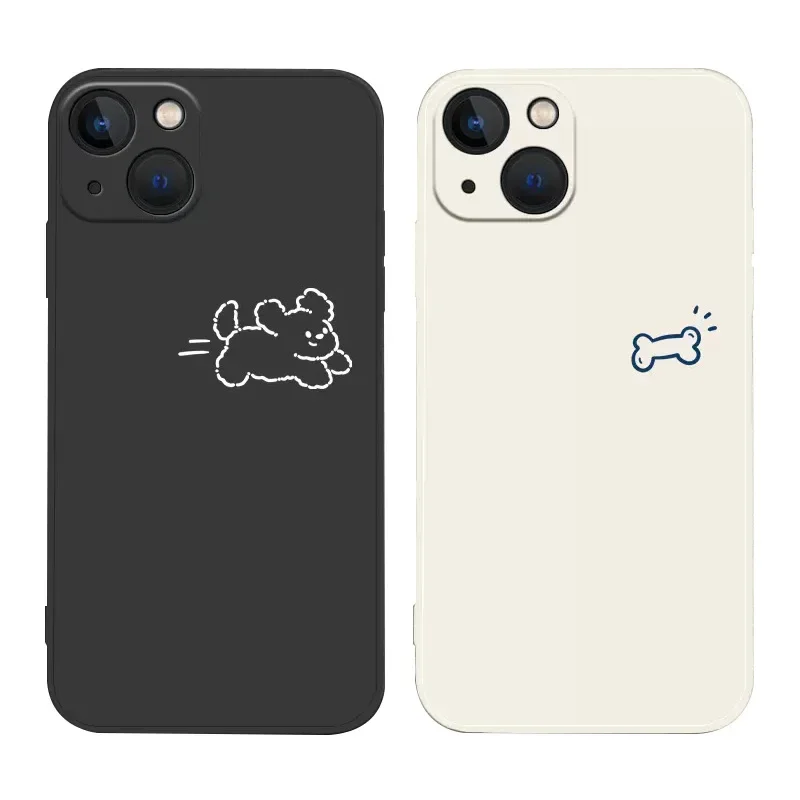 Cute Animal Cat Fish Lovers Couple Phone Case for iPhone 16 14 15 13 12 11 Pro Max Mini 7 8 Plus SE Paired Protector Cover Shell