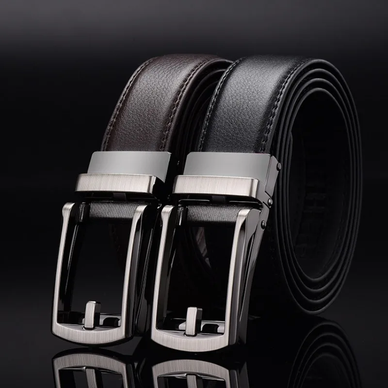 Click Belt for Men Business Luxury Designer Brand Genuine Leather Belts Jeans Automatic Adjustable Alloy Buckle Waist Straps image 2