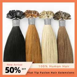 Straight Fusion Flat Tip Human Hair Extensions Keratin Capsule 100% Natural Human Hair Bundles No Weft Unprocessed 16