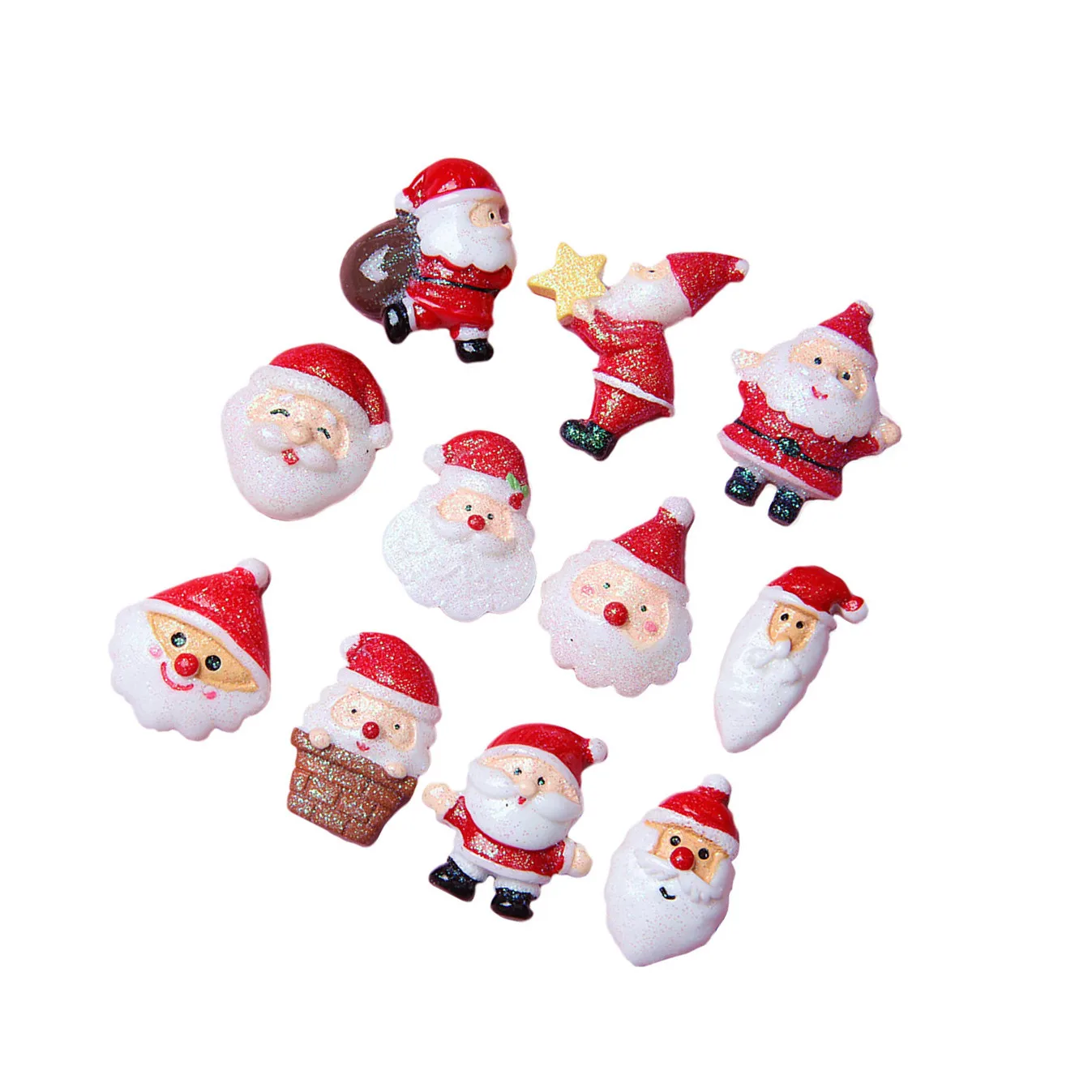 

20pcs Christmas Accessories Santa Claus Ornament Diy Craft Material Party Decor Resin Gift Family Friends Decoration
