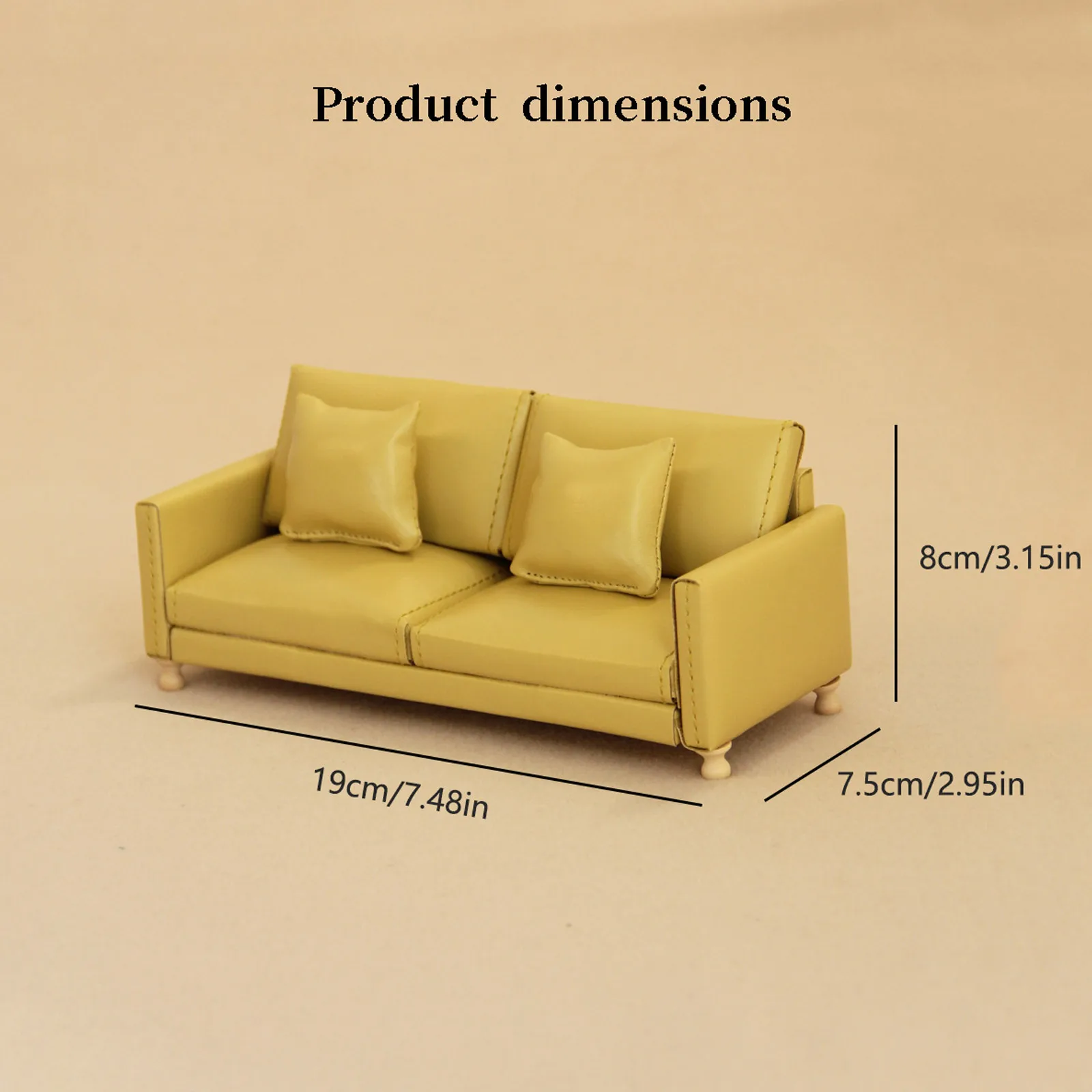 Meubles miniatures pour maison de poupée 8-12cm, housse de canapé Double en cuir, décor de scène modèle pour bricolage artisanat Mini affichage