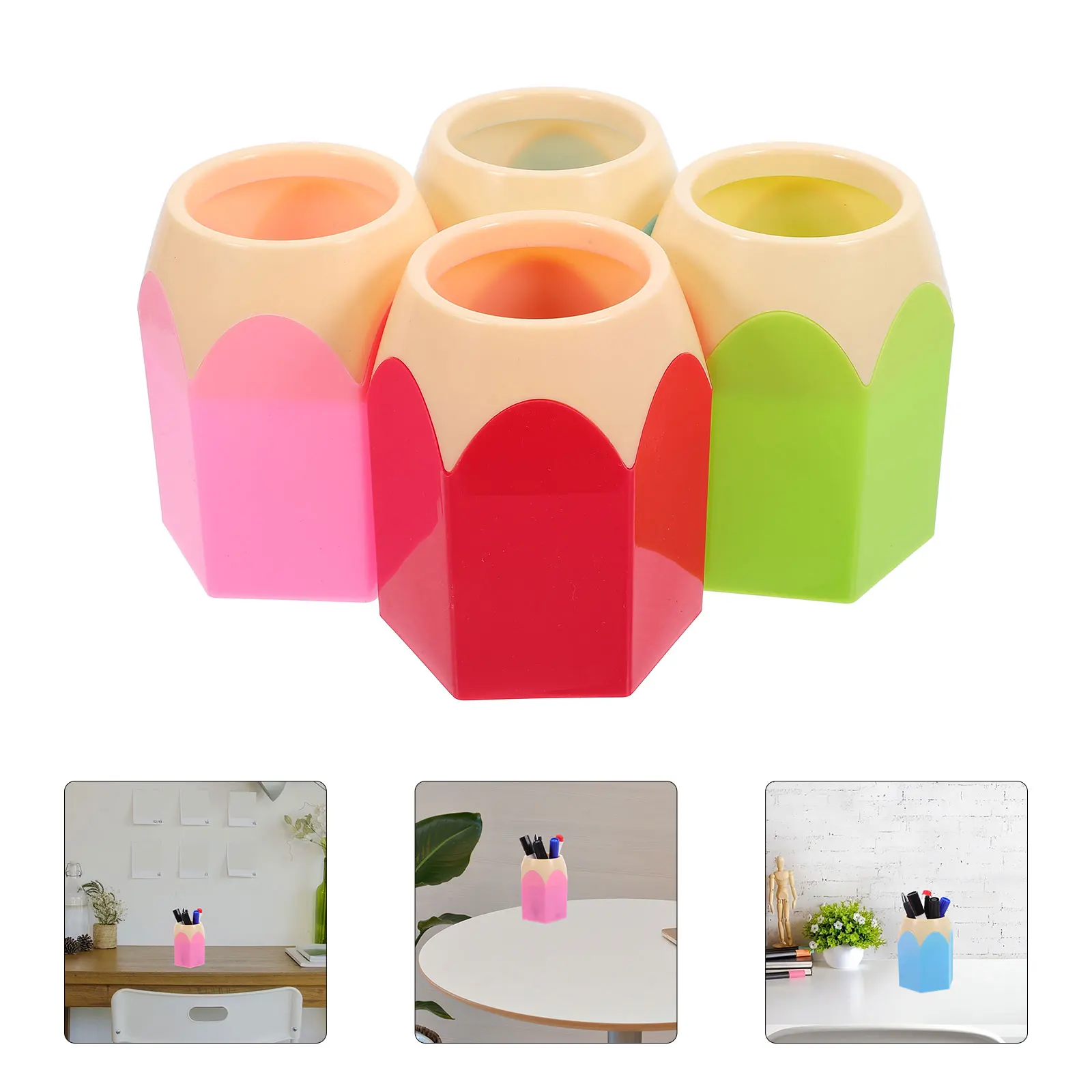 

4 Pcs Pencil Holder Pencils Office Cute Cup Mini Colored Storage Containers Desk Desktop Abs Classroom for Markers