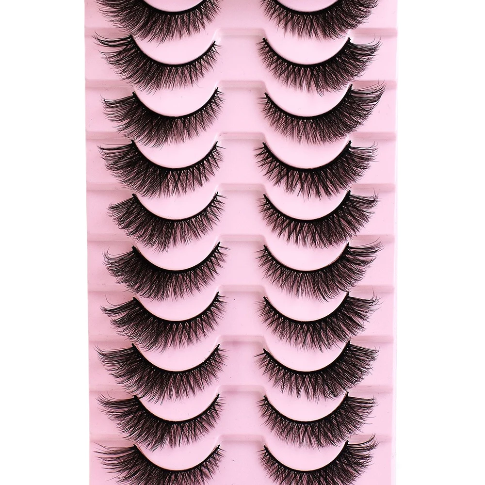 Valse wimpers, 10 paar pluizige volume nepwimpers, dik natuurlijk volle wimpers, Cat Eye dramatische stijl nepwimpers