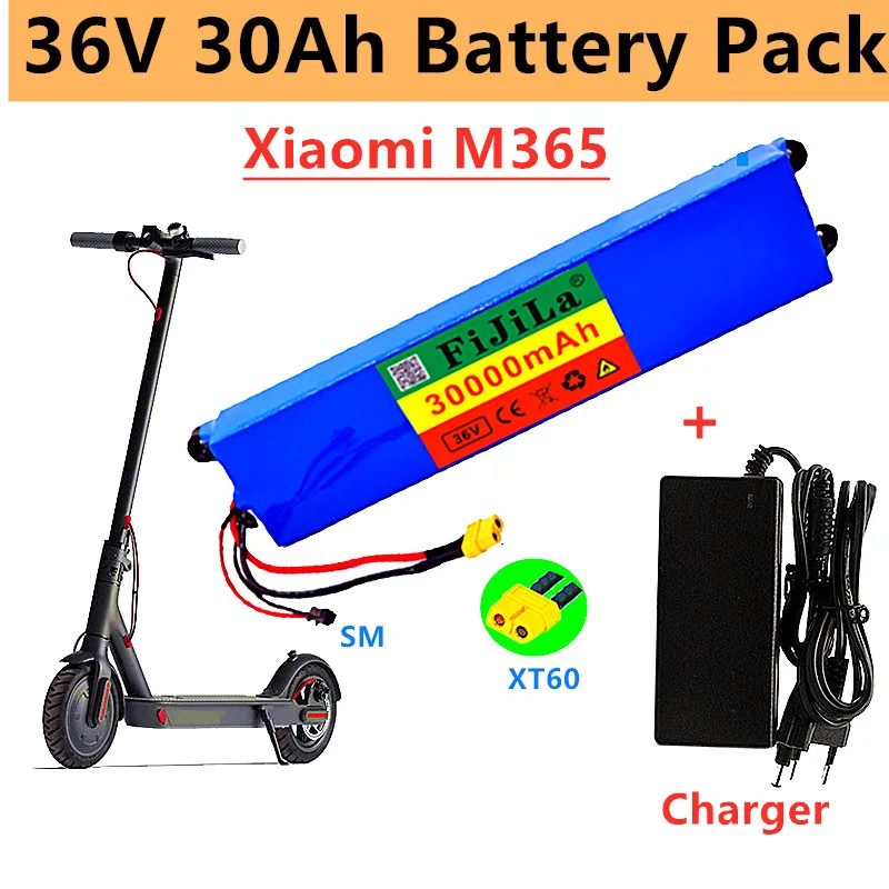 

2022 genuíno 36v 30ah bateria de íon de lítio pacote, adequado para . mijia m365 bateria scooter elétrico bms + carregador