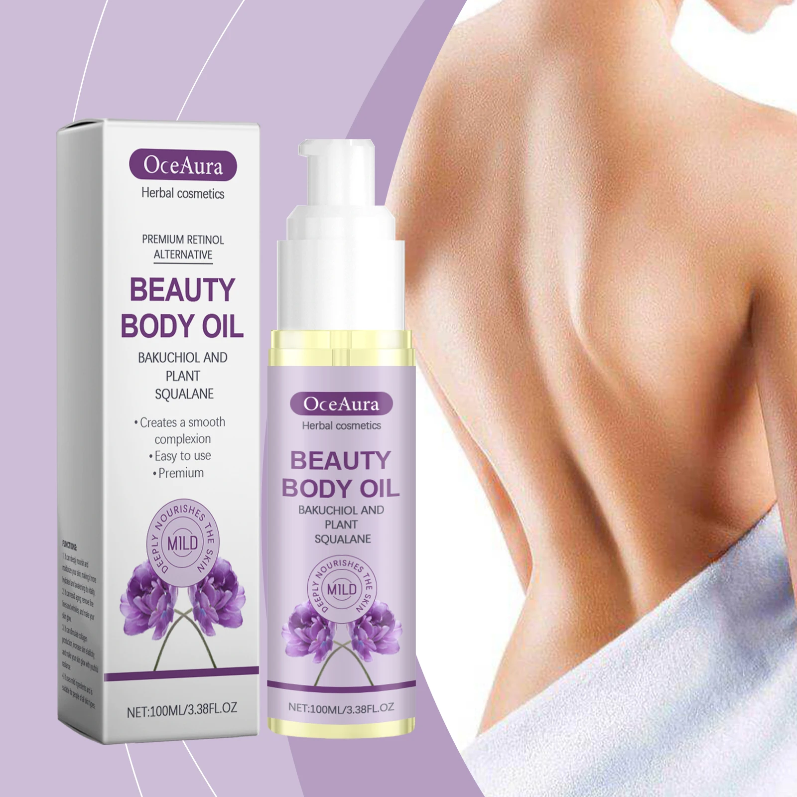OceAura Bakuchiol Body Oil – Premium Retinol Alternative for Smooth, Youthful Skin – Anti-Aging, Hydrating & Firming Treatment w
