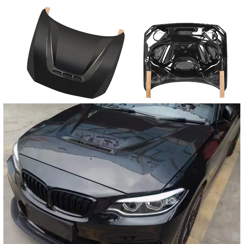 CS Style Front Hood Engine Bonnet 1 Series F20 2 Series F22 M2 F87 2015-2019 Upgrade Dry Carbon