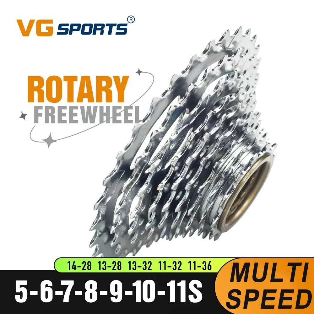 VG Sports Bike Sprocket 5/6/7/8/9/10/11 Speed Thread Freewheel 11-36T Cogs Compatible with rotary Hub Cycling  Accessories