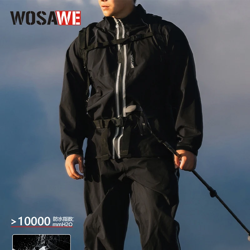 

WOSAWE Motorcycle Windbreaker Jacket Windproof Rainproof Set Pants Outdoor Sports for Mountaineering Hiking Camping Fishing #