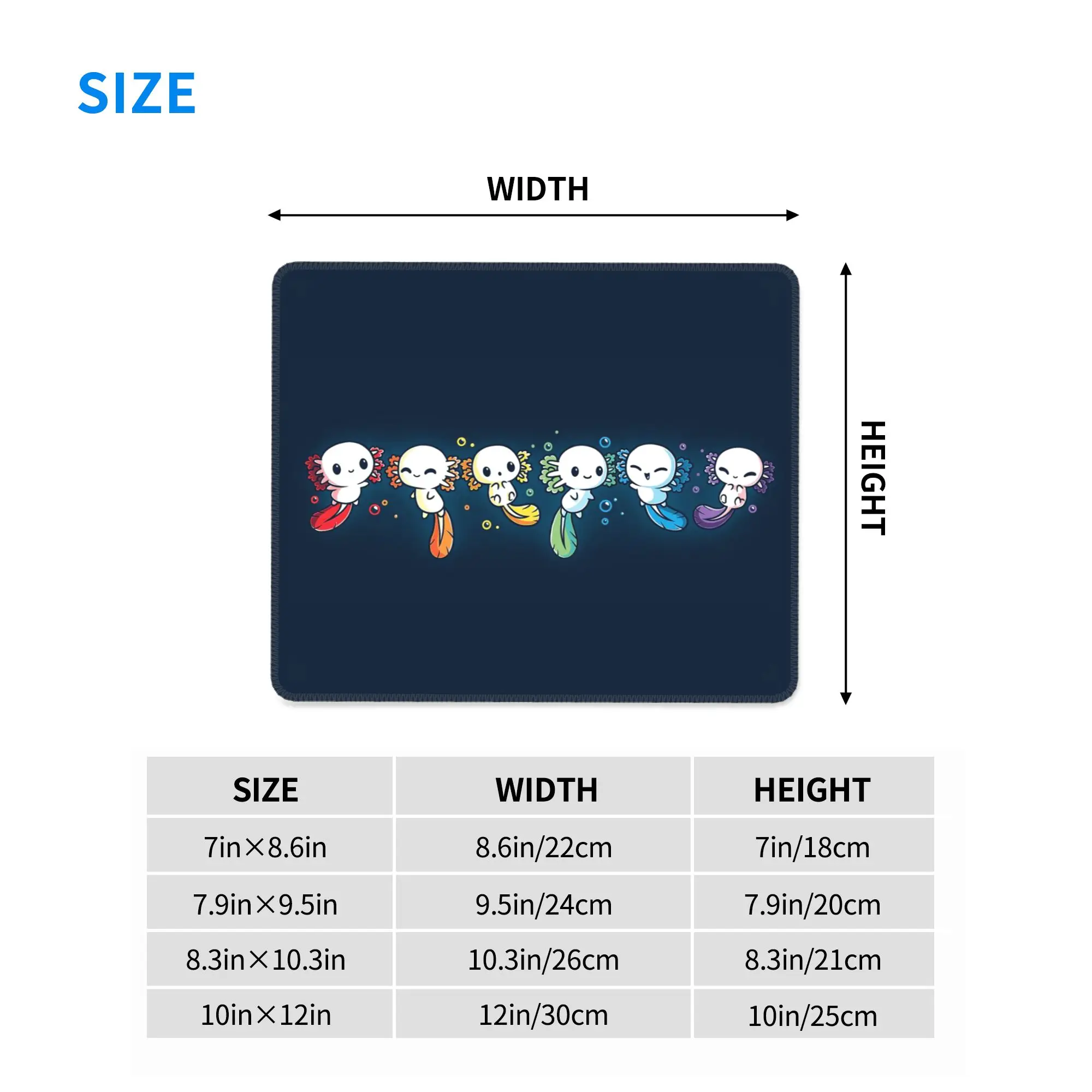 Colorful Axolotl Stacked Together Mouse Pad Computer Keyboard Mouse Mat Gaming PC Laptop Desk Mat Office Accessories Table Mats