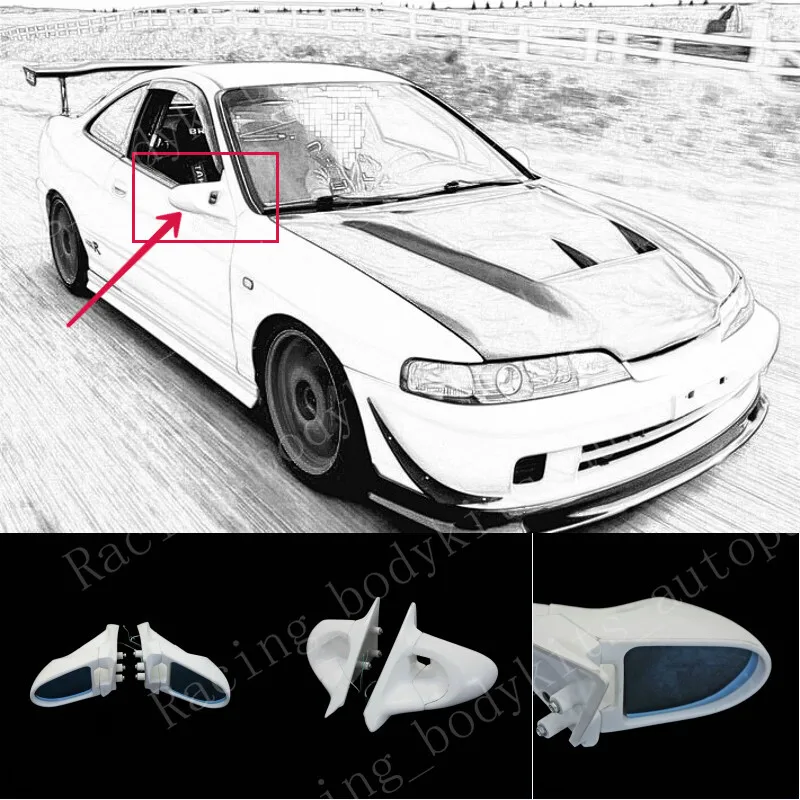 

For Honda 94-01 DC2 Integra (RHD) Rear Side View FRP Unpainted Mirrors Rearview car BodyKits