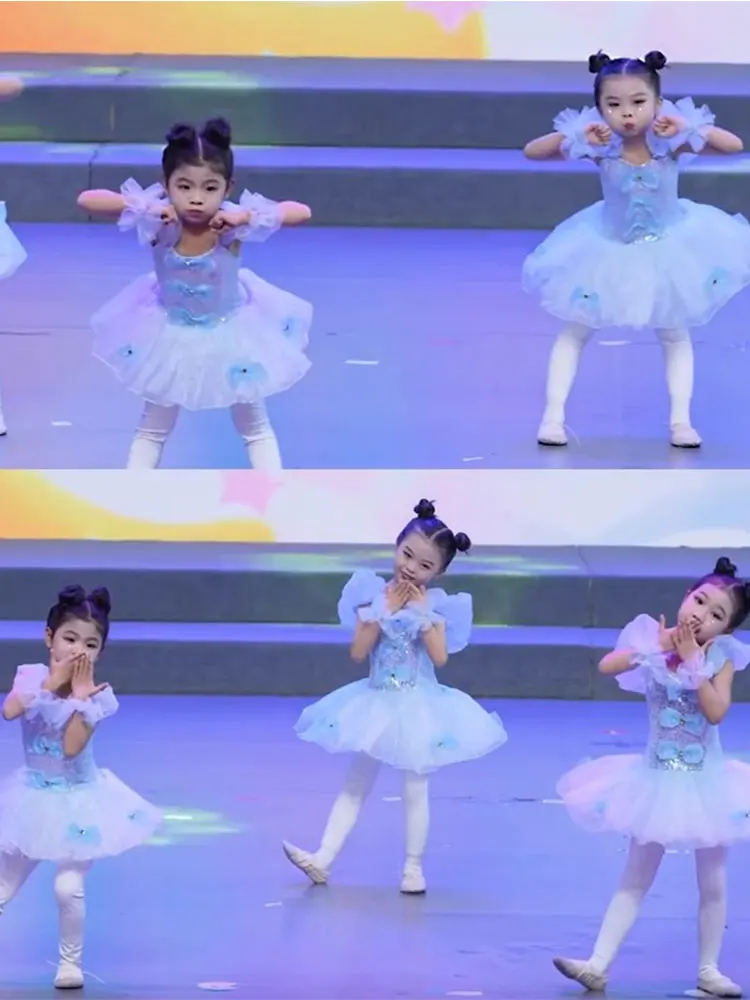 

Детский сценический костюм для танцев Love Dancing Monster: милый пышный балетный наряд для девочек на День защиты детей, традиционный сценический костюм для выступлений