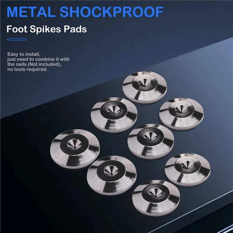 

Excellent-8PCS Metal Shockproof Foot Spikes Pads Stands Mats For Speakers CD Players Turntable Amplifier DAC Recorder Feet Pad