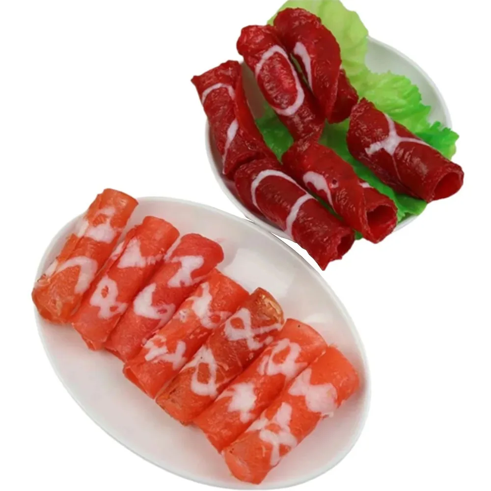 5 unids/lote seta Shitake verduras restaurante decoración artificial carne de res cordero rollos peces camarones bolas simulación modelo de comida
