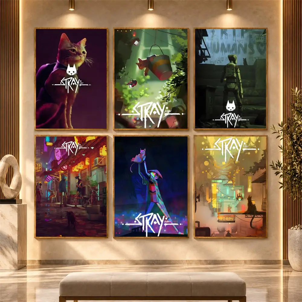video game S-Stray Poster Wall Stickers Self Adhesive Art Decals for Bedroom Living Room Home Decor Print Mural HD Gift