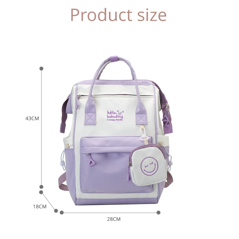 New Nylon Solid Color Large Pocket Backpack Multifunctional Large Capacity Mommy Bag Fashionable Portable Student Backpack