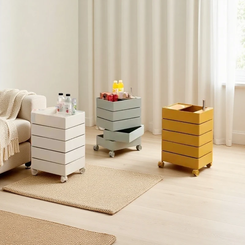 Storage Cabinet Poppy 360 Degree Rotating Flower Cabinet Movable Multi-layer Storage Cabinet Modern Style Bedside Table