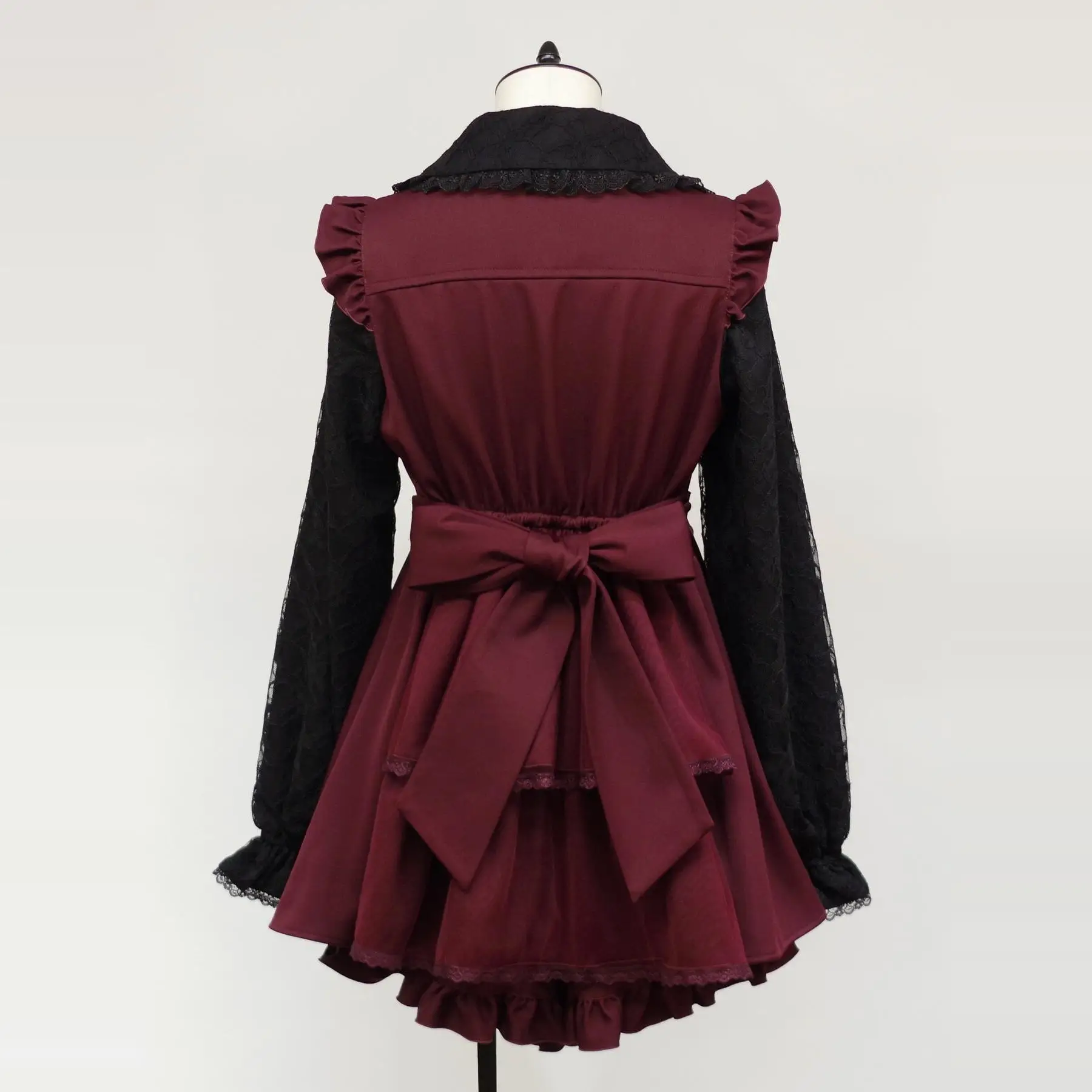 Japanese Mine Style Doll Collar Bow Lace Splicing Long Sleeve Lace-up Slim Dress High Waist Shorts Two Pieces Sets Women Autumn image 4