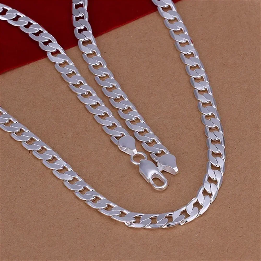 925 Sterling Zilveren Klassieke 6Mm Geometrie Ketting Ketting Voor Vrouw Mannen Charme Mode Bruiloft Sieraden Vakantie Geschenken