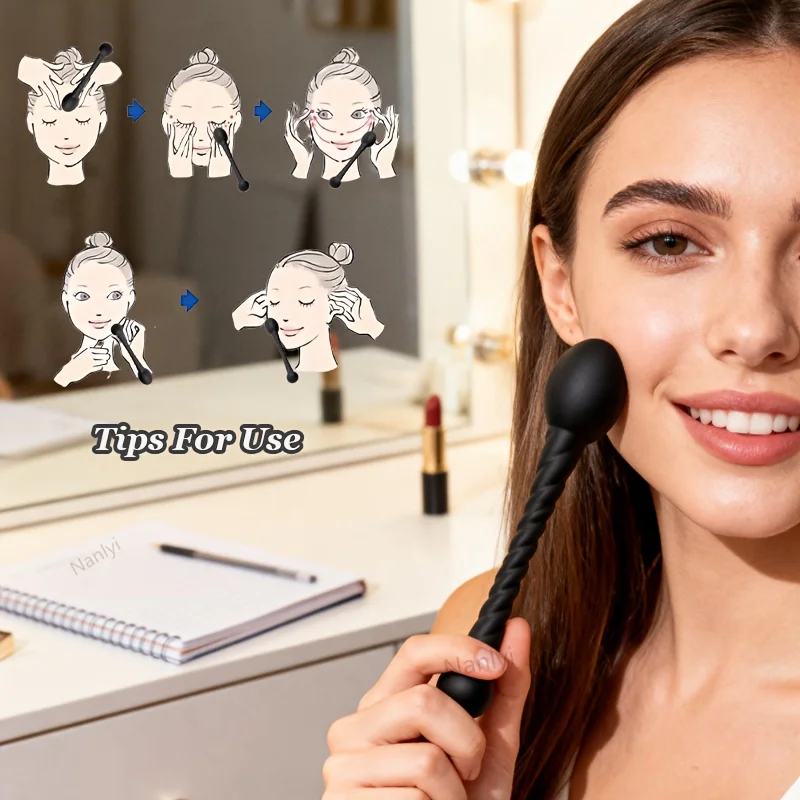 Palo de masaje con diseño de doble cabeza, masaje diario para el cuidado de la piel de las mujeres, masaje muscular adecuado para uso en el baño, masajeador de cuerpo entero