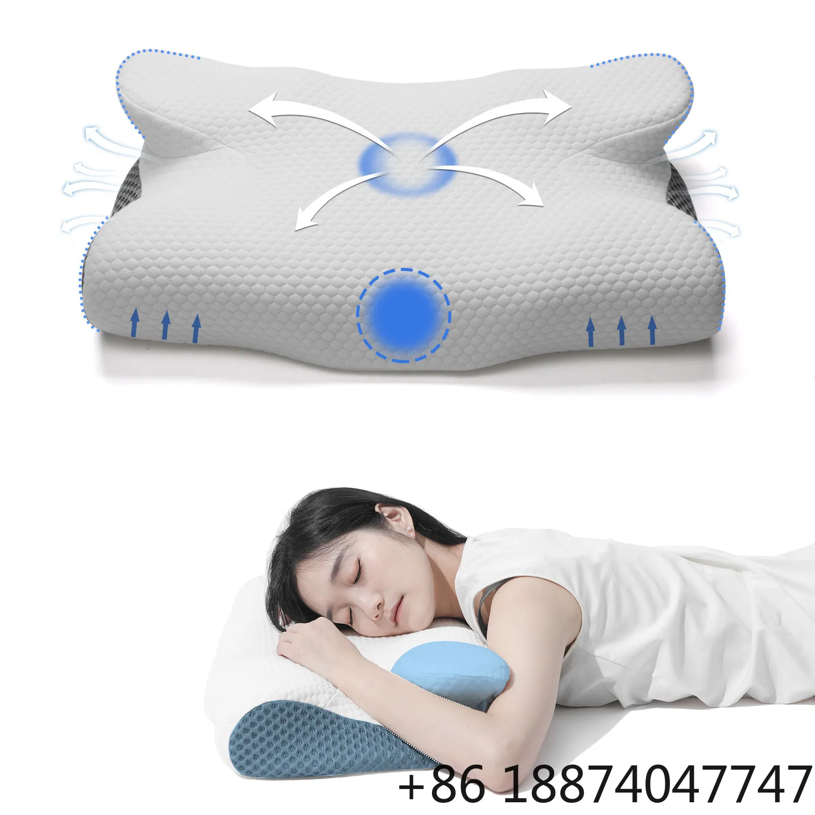 HNOS Ew Arrival Patented Folding Neck Shape Memory Foam Anti Snore Sleep Bed Pillow