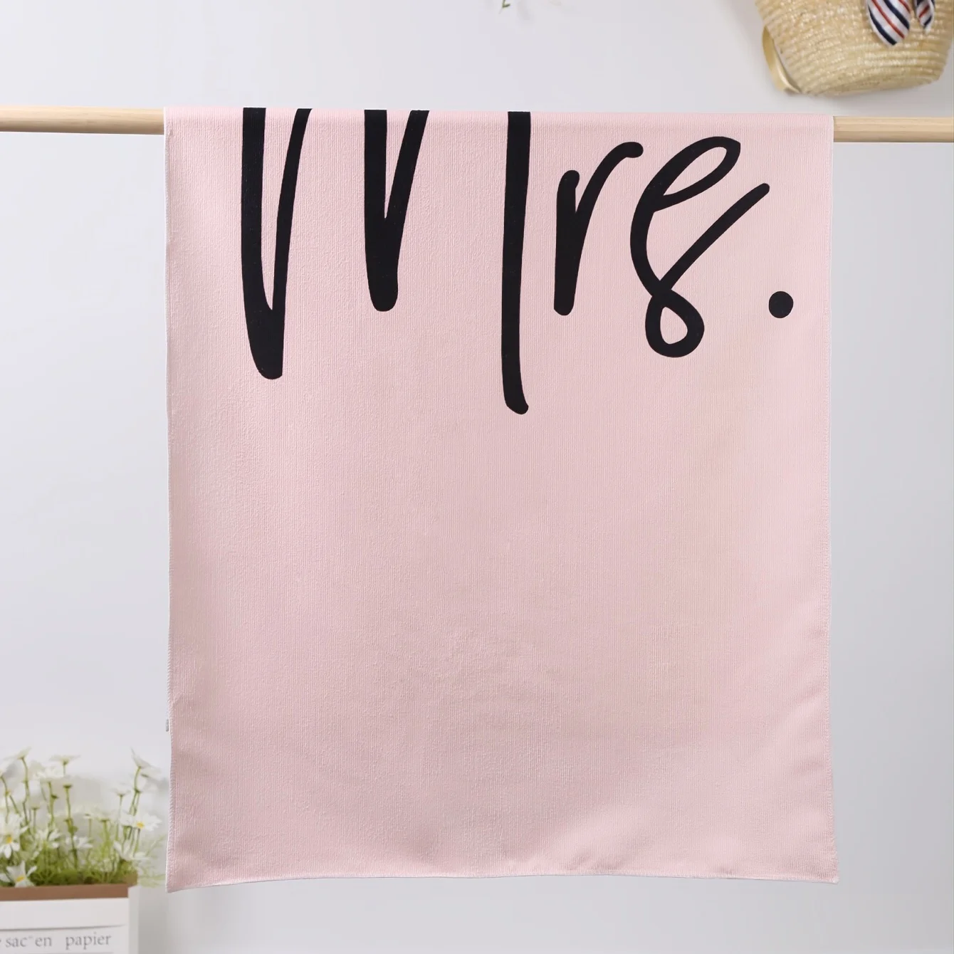 Mrs. Beach Towel, Pink Bridal Towel, Wedding Gift for Bride, Quick Dry Microfiber, Oversized for Honeymoon, Bachelorette Party