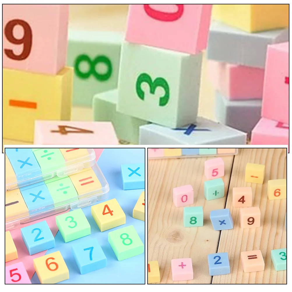 

Cute Mini Number Erasers Math Erasers for Kids Soft Rubber No Marks Classroom Rewards Fun Stationery School Supplies
