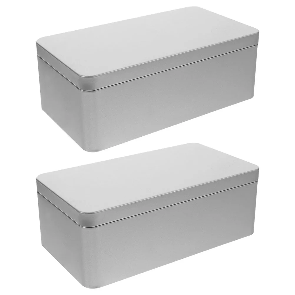 2 Stuks Blikken Dozen Rechthoekige Blik Opslag Containers Met Deksel Voor Thee Bladeren Snoep Koekjes Party Favor Blikken blikken Doos Met Deksel