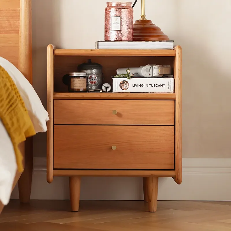 for Nordic Victoria's Secret Bedside Table Cherry Wood Small Apartment Japanese Solid Wood Narrow Bedside Cabinet Storage