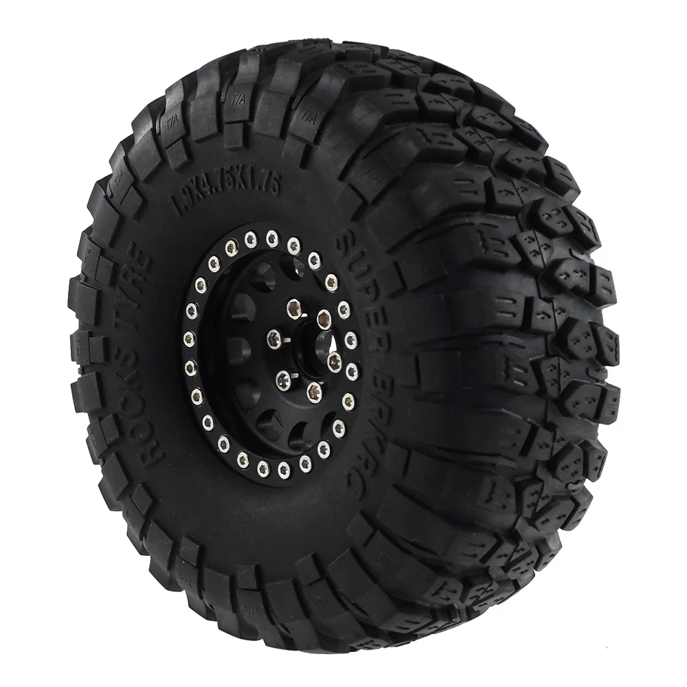 

Metal Alloy 1.9 Inch Beadlock Wheel Rims Rubber Tires Set for Axial Wraith TRX-4 1/10 RC Crawler Model Car Parts