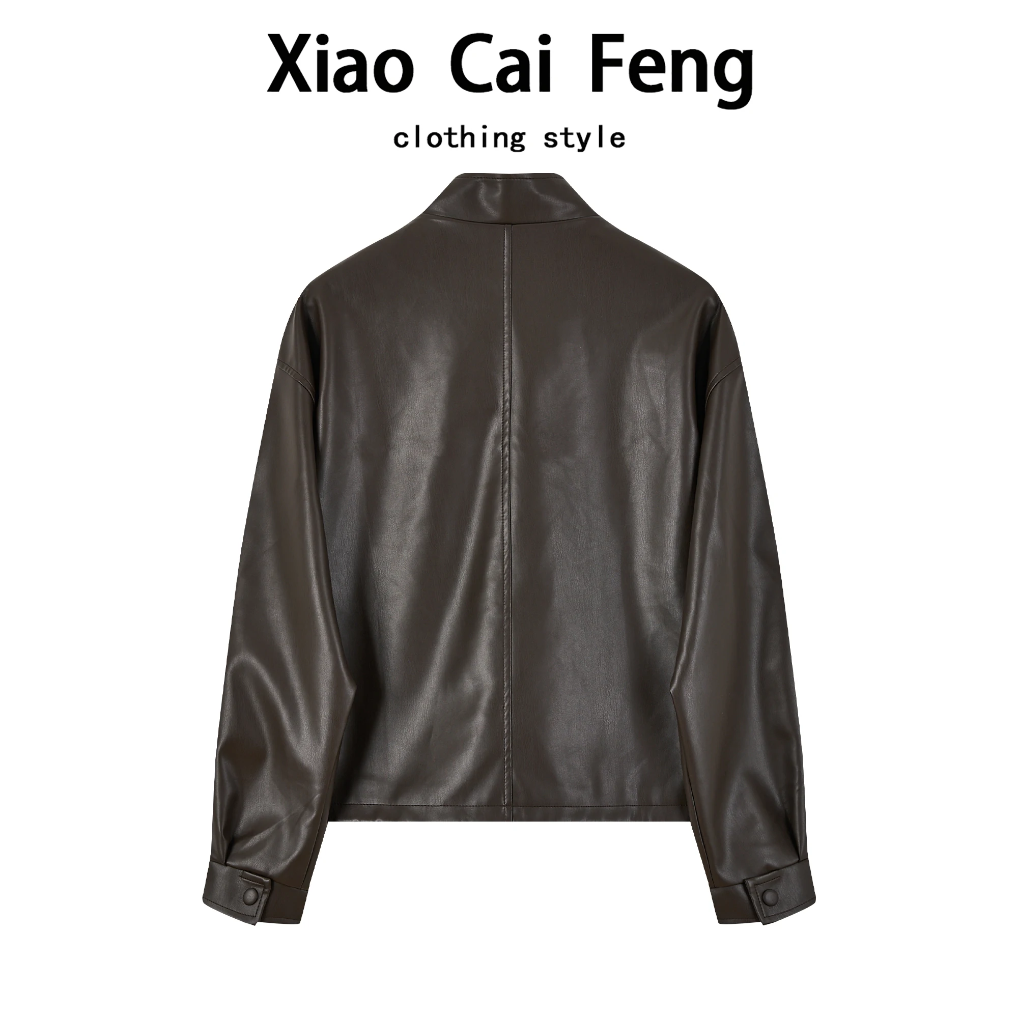 Sele Brown PU Leather Jaet المرأة الخريف Faion ريترو هونغ كونغ Sle التخسيس تنوعا دراجة نارية الملابس الأعلى #4