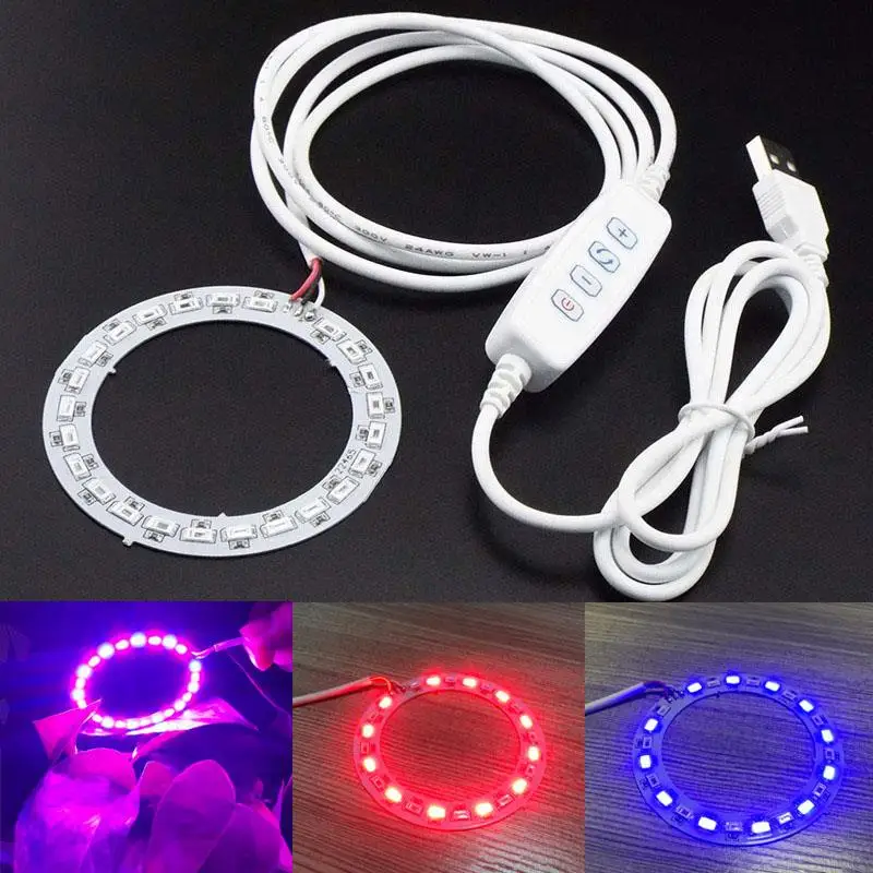 

5V USB 24 LED Chip plant Grow Light flower lamp board 5730 SMD veg Growing Lamp hydro Dimmable Cable Red Blue for indoor home B4