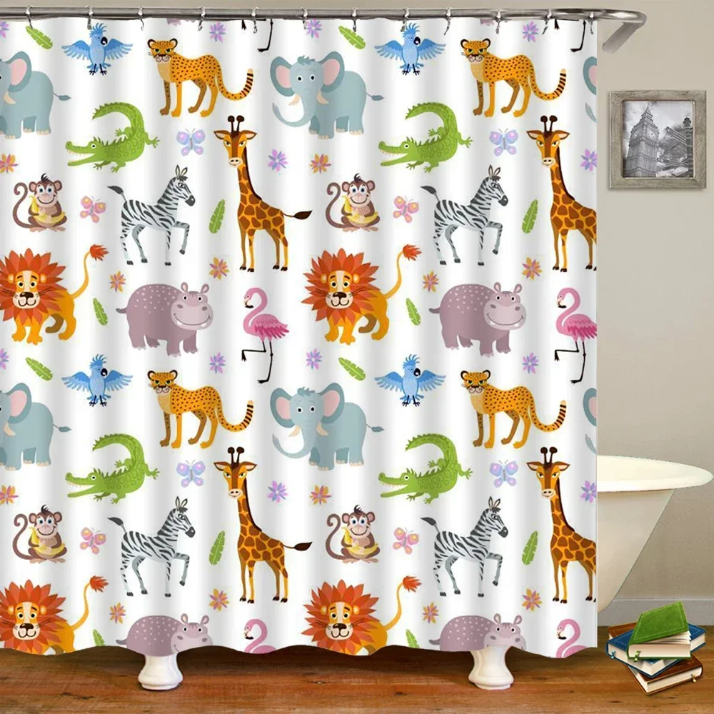 Cartoons Animal Dinosaur Cat Dog Alpaca Shower Curtains 3d Bath Curtains  Decorative With Hook Polyester Fabric 180*240cm Screen