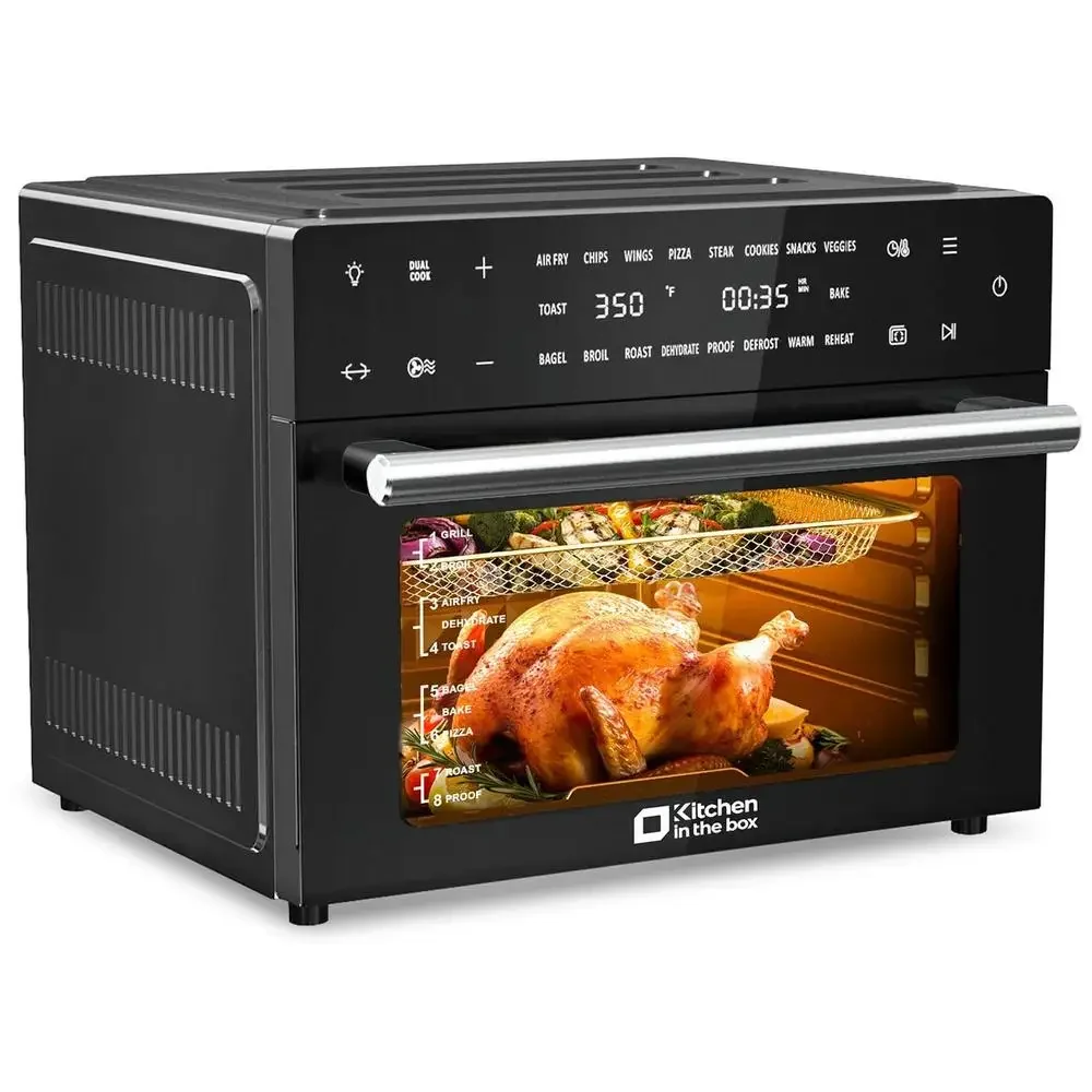 32QT Extra Large Toaster Oven Air Fryer Combo 18-in-1 Convection Bake Roast Broil Toast Dehydrate Rotisserie Timer Dual Function