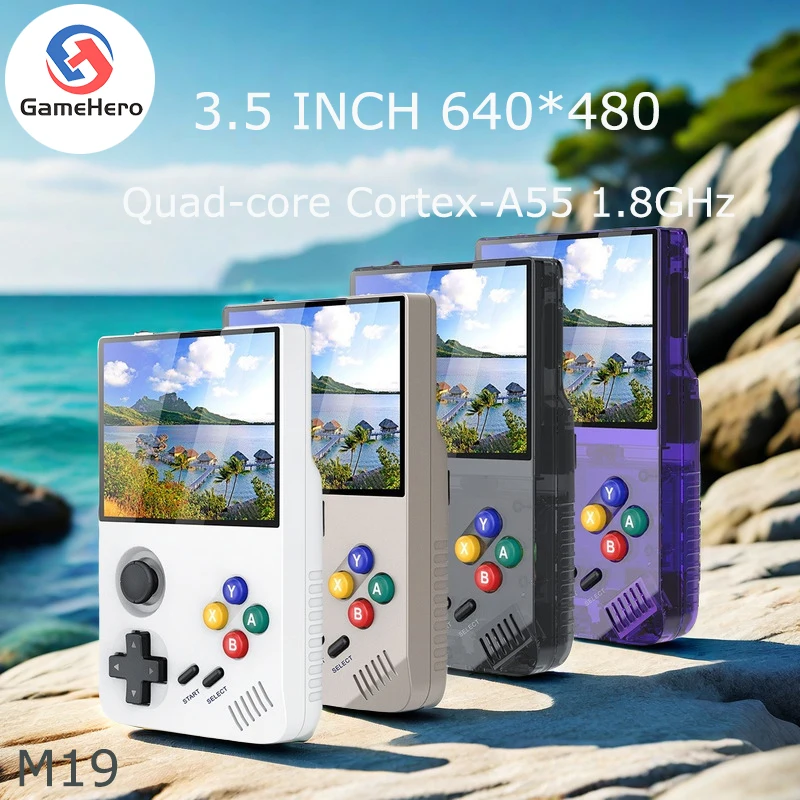 

NEW GameHero M19 3.5 Inch 640*480 IPS Screen Handheld Game Console RK3566 Retro Gaming EmuELEC System Children's Gifts