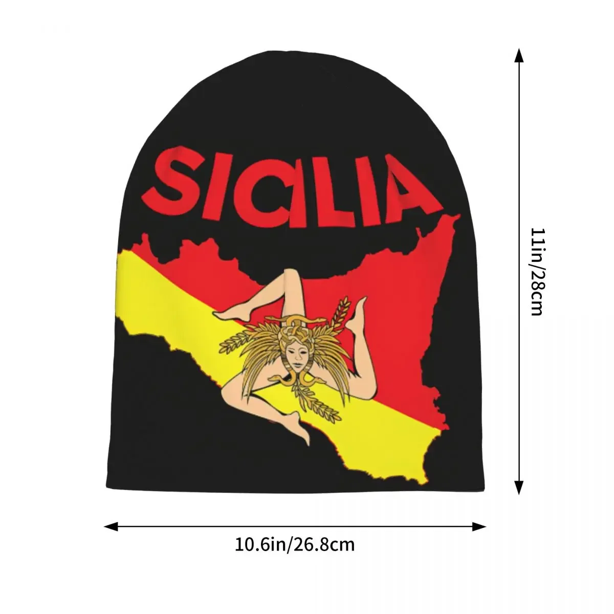 Italy Sicilian Pride Sicilia Flag Skullies Beanies Hats Casual Unisex Street Caps Warm Head Wrap Bonnet Hat