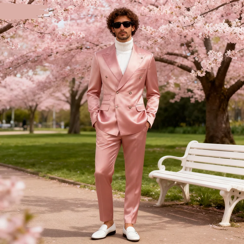 

Двухсекционный однотонный мужской свадебный смокинг, деловой костюм для курения жениха для выпускного вечера, мужской модный ансамбль M