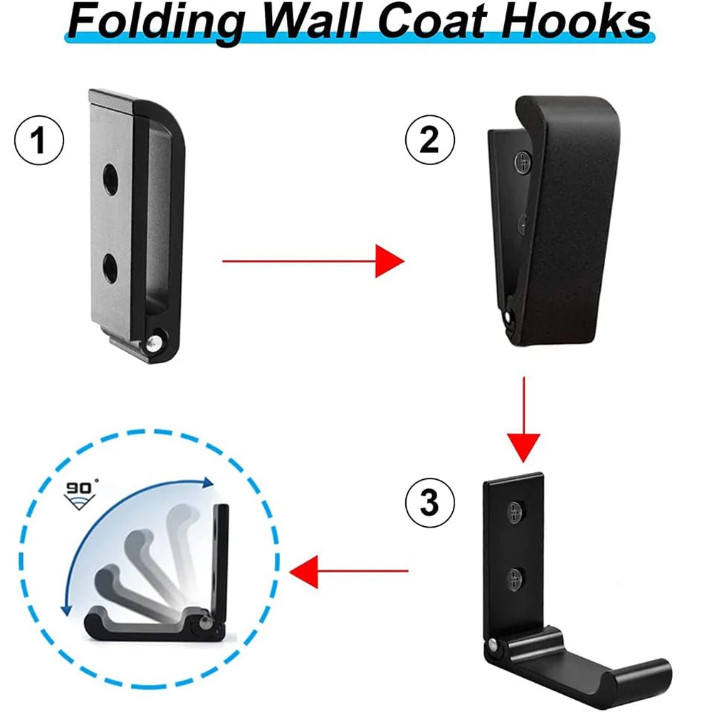 4Pcs Folding Coat Hooks Heavy Duty Aluminum Wall Mount Clothes Rack No Rust Invisible Wardrobe Towel Hanger Hook with Screws image 4