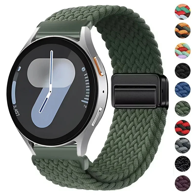 20mm 22mm Nylon Braided Strap for Samsung Galaxy Watch 7 6 5 4 40mm 44mm Magnetic Band for Huawei Watch GT6 5 Pro 46mm Bracelet