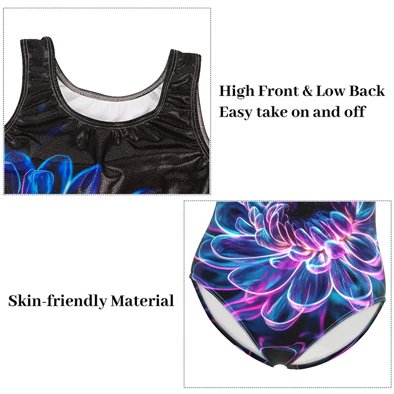 Girls Dance Leotards Children Gymnastics Leotards Sleeveless Bodysuit with Short & Hairband for Kids Gymnastics Outfit