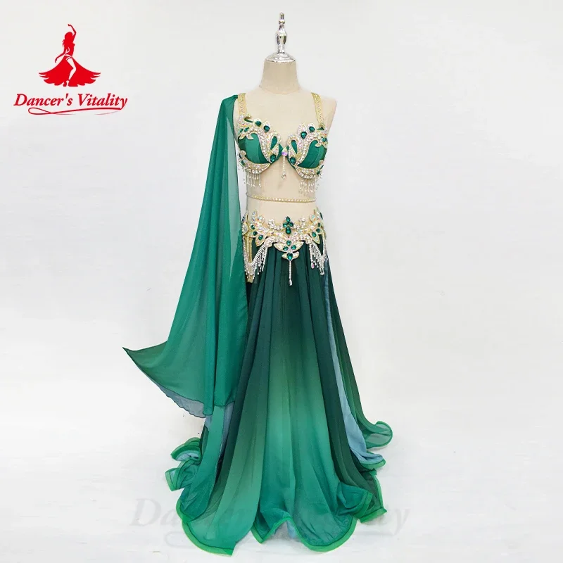 Belly Dance Performance Costume Set for Women Customsized Seinor Bra+chiffon Long Skirt 2pcs Adult Child Belly Dancing Outfit