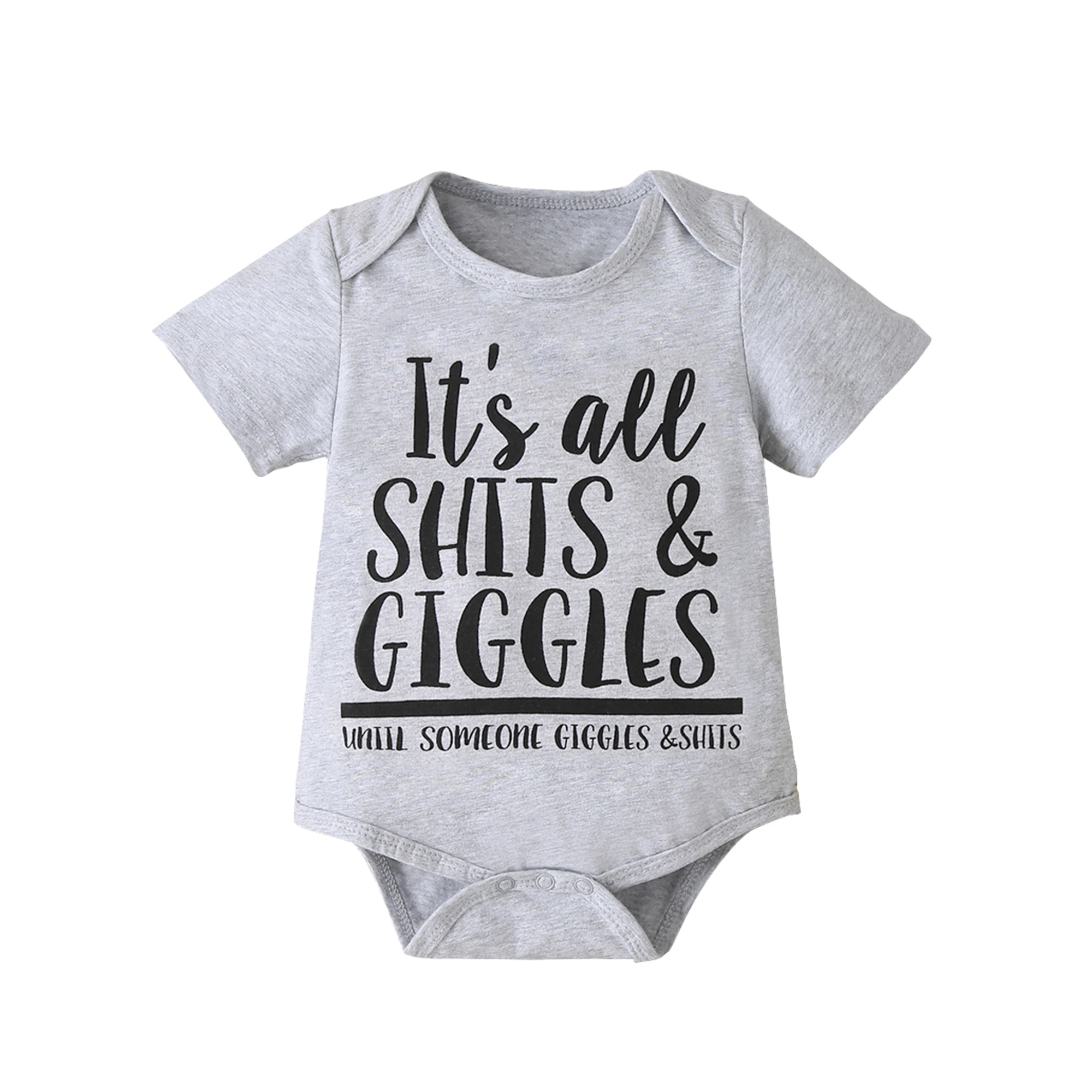 Baby's Romper, Letter Print Round Neck Short Sleeve Bodysuit 1-piece Suit for Photography Birthday Party